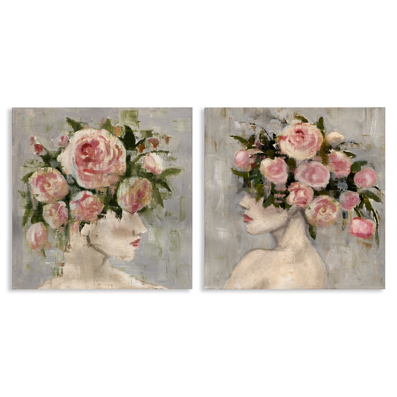 Stupell Industries Surreal Women with Roses 2pc Canvas Wall Art Set Design by Charity Henderson